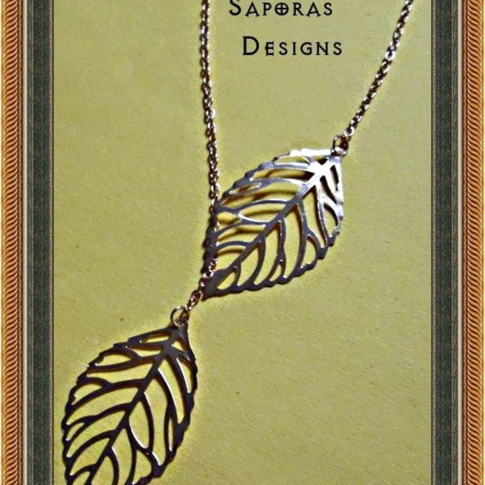 Gold Tone Leaf Design Necklace For Teens/Women